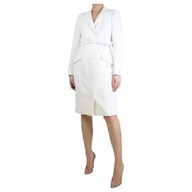 Badgley Mischka-Vestido blazer largo con cinturón blanco - talla UK 10-Blanco