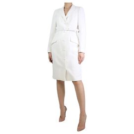 Badgley Mischka Weißes langes Blazerkleid mit Gürtel – Größe UK 10 Weiß