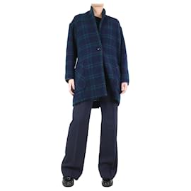 Isabel Marant Etoile-Blau karierter Mantel aus Wollmischung – Größe UK 8-Blau
