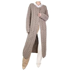 Joseph-Cardigã de alpaca marrom tricotado - tamanho M-Marrom