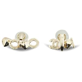 Chanel-Chanel Gold Gold Plated Rhinestone I Love Coco Clip On Earrings-Golden