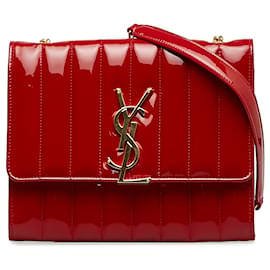 Saint Laurent-Saint Laurent Red Patent Vicky Crossbody Bag-Red