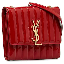 Saint Laurent-Saint Laurent Red Patent Vicky Crossbody Bag-Red
