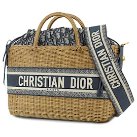Dior-Bolso tipo cesta de mimbre oblicuo marrón Dior-Castaño,Otro