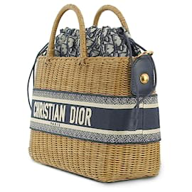 Dior-Bolso tipo cesta de mimbre oblicuo marrón Dior-Castaño,Otro
