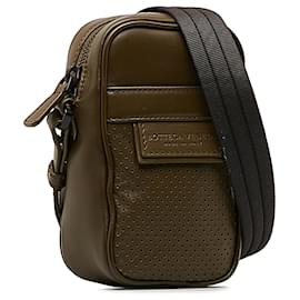 Bottega Veneta-Bottega Veneta Brown Perforated Leather Crossbody Bag-Brown