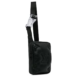Louis Vuitton-Louis Vuitton Black Monogram A4 Lambskin Puffer Asymmetrical Sling Bag-Black
