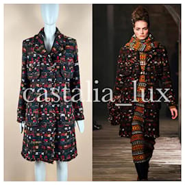 Chanel-París / Abrigo de tweed con botones joya CC de Edimburgo-Multicolor