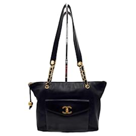 Chanel-Cabas Chanel Jumbo Shopping avec matériel doré-Noir