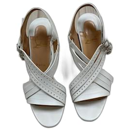 Christian Louboutin-Guernica 100 CALF/Cuoio Heel Sandal-White