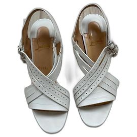 Christian Louboutin Guernica 100 CALF/Sandale à talon Cuoio Blanc