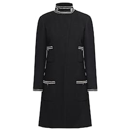 Chanel-Paris / Singapore Black Tweed Coat-Black