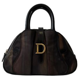 Bolsa-coco com sela Dior Preto Multicor Outro Bronze