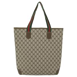 Gucci-GUCCI GG Supreme Web Sherry Line Tote Bag Beige Red Green 001 20 312 Auth ep2718-Red,Beige,Green