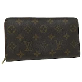 Louis Vuitton-Carteira LOUIS VUITTON Monogram Porte Monnaie Zip Longa M61727 LV Auth th4395-Monograma