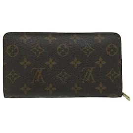 Louis Vuitton-Carteira LOUIS VUITTON Monogram Porte Monnaie Zip Longa M61727 LV Auth th4395-Monograma