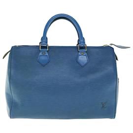 Louis Vuitton-Louis Vuitton Epi Speedy 30 Bolsa de Mão Azul Toledo M43005 LV Auth ep2684-Outro