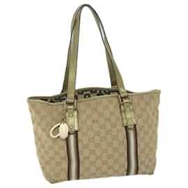 Gucci-GUCCI GG Canvas Sherry Line Tote Bag Beige Black 137896 auth 61423-Black,Beige