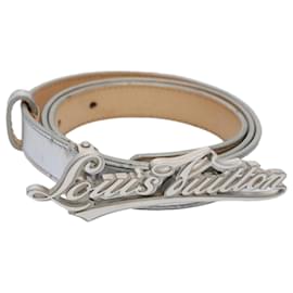 Louis Vuitton-LOUIS VUITTON Ceinture schmaler Gürtel Leder 36.2"" Silber LV Auth tb993-Silber