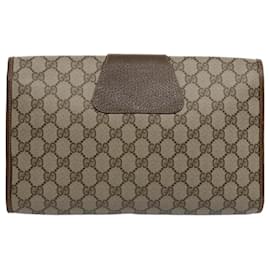 Gucci-GUCCI GG Supreme Web Sherry Line Clutch Bag Beige Red 156 01 031 Auth ki3943-Red,Beige