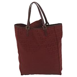 Fendi-FENDI Zucchino Canvas Hand Bag Red Auth 62237-Red