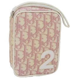 Christian Dior-Christian Dior Trotter Canvas Pouch Pink Auth bs10827-Pink