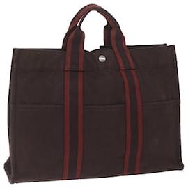 Hermès-HERMES Fourre Tout MM Einkaufstasche Canvas Braun Auth ki3946-Braun