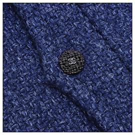 Chanel-Giacca in tweed con colletto morbido con bottoni CC-Blu navy