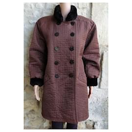 Yves Saint Laurent-Coats, Outerwear-Brown,Dark brown