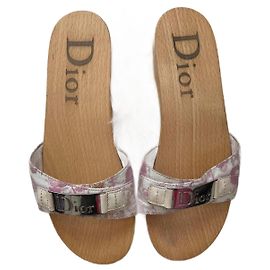 Tamancos Dior Rosa com sola de madeira Rosa