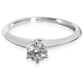 Tiffany & Co-TIFFANY & CO. Anel de noivado de diamante em platina G VS1 0.34 ctw-Prata,Metálico