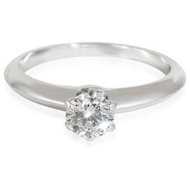 Tiffany & Co-TIFFANY & CO. Anel de noivado solitário de diamante em platina H VS2 0.45 ctw-Prata,Metálico