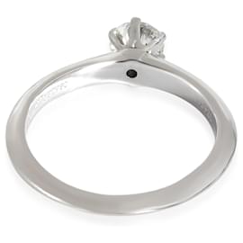 Tiffany & Co-TIFFANY & CO. Solitaire Diamond Engagement Ring in Platinum H VS2 0.45 ctw-Silvery,Metallic