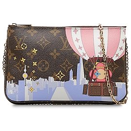 Pochette con zip foderata con monogramma marrone Louis Vuitton Illustre Vivienne Shanghai Marrone