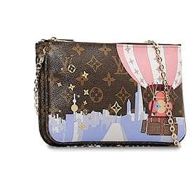 Louis Vuitton-Louis Vuitton Brown Monogram Double Zip Pochette Illustre Vivienne Shanghai-Brown