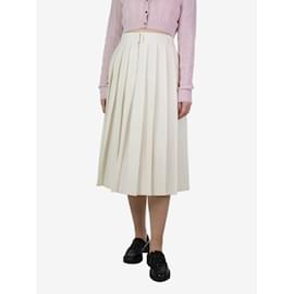 Prada-Cream pleated midi skirt - size UK 10-Cream