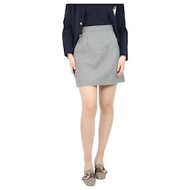 Miu Miu-Black check wool-blend skirt - size UK 10-Black