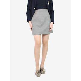 Miu Miu-Black check wool-blend skirt - size UK 10-Black