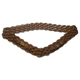 Cinto Chanel Camel em Couro e Metal Dourado Dourado Camelo