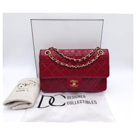 Chanel-Chanel timeless Classic 2.55 lined Flap Medium 24k GHW-Red,Dark red