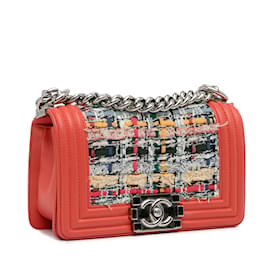 Chanel-Rosa Chanel Kleine Boy Flap Bag aus Tweed und Leder-Pink