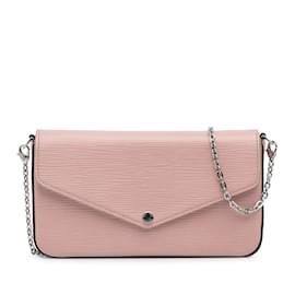 Louis Vuitton-Bolso bandolera rosa Louis Vuitton Epi Pochette Felicie-Rosa