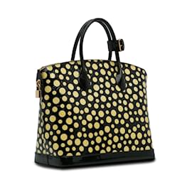 Louis Vuitton-Black & Yellow Louis Vuitton x Yayoi Kusama Monogram Infinity Dots Lockit MM Handbag-Black