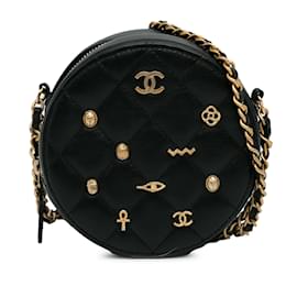Chanel-Black Chanel Lucky Charms Round Crossbody Bag-Black