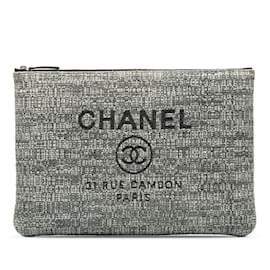 Chanel-Gray Chanel Deauville O Case Clutch Bag-Other