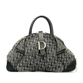 Dior-Blue Dior Diorissimo lined Saddle Bowler Handbag-Blue