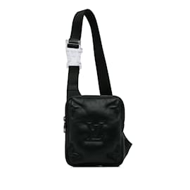 Louis Vuitton-Black Louis Vuitton Monogram A4 Lambskin Puffer Asymmetrical Sling Bag-Black