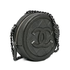 Chanel-Gray Chanel Caviar CC Filigree Crossbody Bag-Other