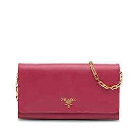 Prada-Pink Prada Saffiano Wallet On Chain Crossbody Bag-Pink