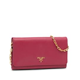 Prada-Pink Prada Saffiano Wallet On Chain Crossbody Bag-Pink